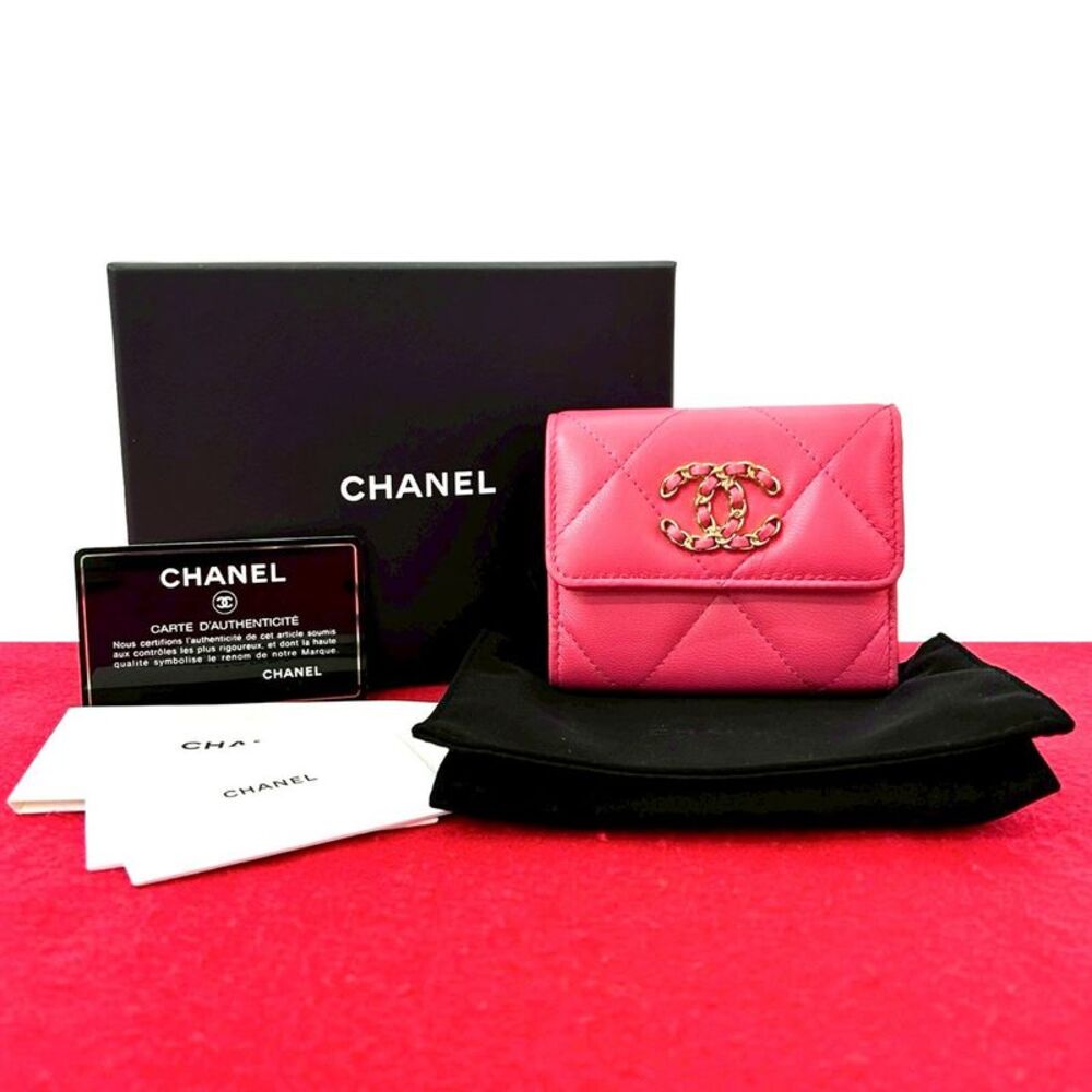 Chanel Coco Mark Leather Trifold Wallet